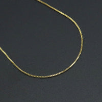 18K Gold Finished Box Chain Necklace, 0.8mm Thin Box Chain Necklace, 17.5 inch with Spring Lobster Clasp, sku#JD07