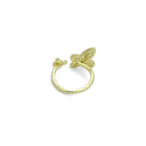 Gold Clear CZ Butterfly Statement Adjustable Ring, Sku#LK993