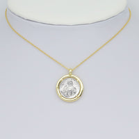 Dual color Virgin Mary Gold Coin Charm Pendant, Sku#LK1016