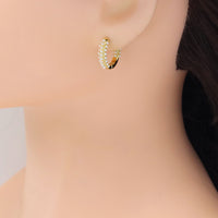 White Pearl Everyday Hoop Earrings, Sku#LD553