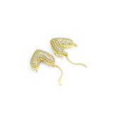 Puffy CZ V Shape Huggie  Earrings, Sku#LD555