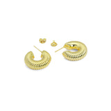 Puffy Snail Gold Silver Thick Hoop Earrings, Sku#A267