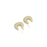 Gold Silver CZ Bag Shape Earrings, Sku#A269