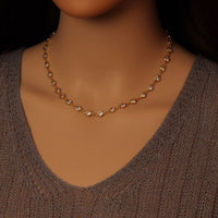 High quality 6mm Round CZ Chain Link Necklace, Sku#EF591