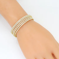 Gold Silver CZ six lines wrap Adjustable Bracelet, Sku#A274