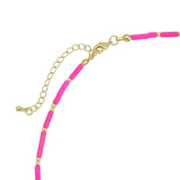 Hot pink Gemstone Tube necklace, sku#EF567