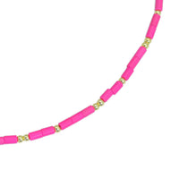 Hot pink Gemstone Tube necklace, sku#EF567