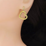 Gold Silver Dangle Heart Earrings, Sku#A276
