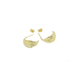Gold Curved Leaf Earrings, Sku#LD562