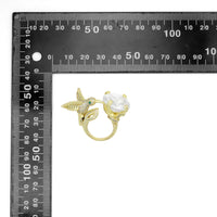 Clear CZ Gold Bird with Big Diamond Statement Adjustable Ring, Sku#LX723