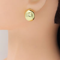 Plain Gold Silver Half Ball Stud Earrings, Sku#LD572