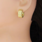 Hammered Gold Thick Hoop Earrings, Sku#LD574