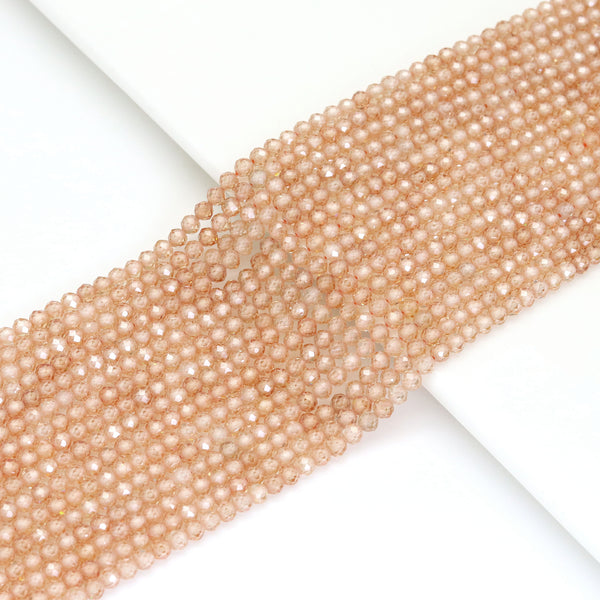 Brown CZ Round Faceted Beads, Sku#U1860