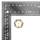 Baguette CZ Pave Gold Cross Circle Pendant, Sku#LX628