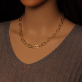 Gold Silver Oval Chain Link Adjustable Necklace, Sku#EF608
