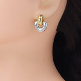 Dual Color Puffy Heart Shape Earrings, Sku#LX634