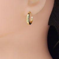 Gold Silver CZ Cresent Moon Star Hoop Earrings, Sku#LX637