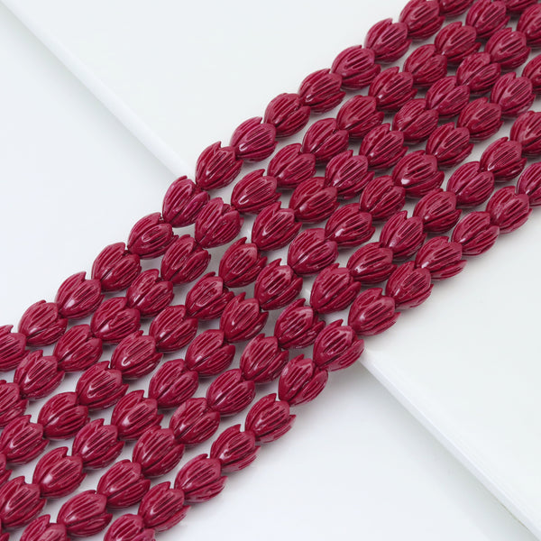10x12mm Red Tulip Resin Beads, Sku#U2038