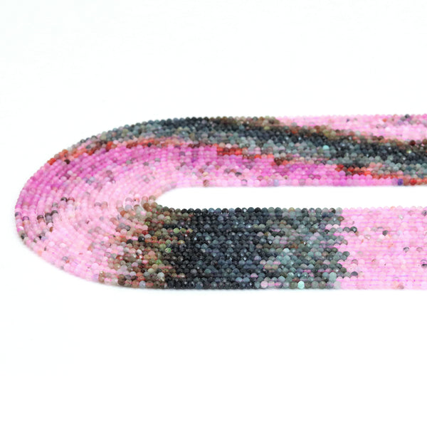 2mm Geniune Multicolor Tourmaline Round Faceted Beads, Sku#U1843