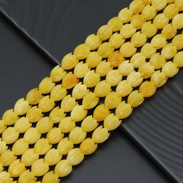 10x12mm Yellow Tulip Resin Beads, Sku#U2039