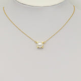 White Pearl Connector Charm/Necklace , Sku#LK941