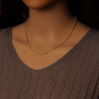 Gold Silver Sparkle Chain Necklace, Sku#LD592