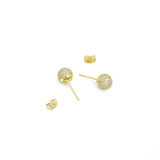 Clear CZ Gold Ball Stud Earrings, Sku#LD541