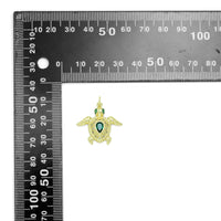 Green CZ Gold Turtle Shape Pendant, Sku#Y960
