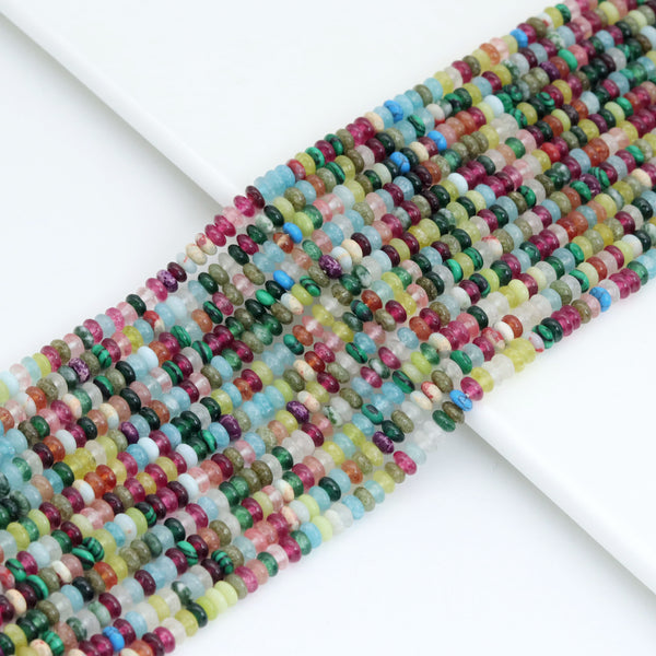 2x4mm Smooth Rondelle Multicolor Jade Beads, Sku#U2057