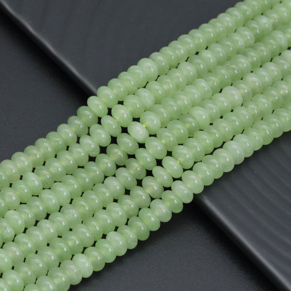 5x8mm Smooth Rondelle Light Green Jade Beads, Sku#U2061