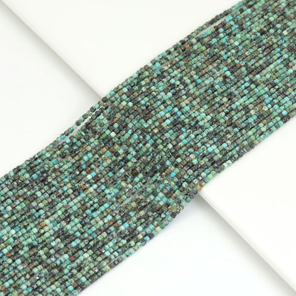 2.5mm Faceted Cube African Turquoise Beads, Sku#U1927
