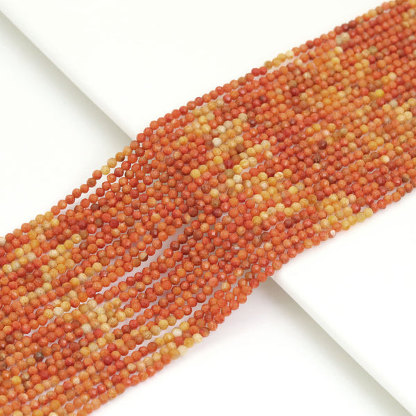 2mm Genuine Orange Coral Round Faceded Beads, Sku#U1942