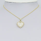 Gold White Pearl Heart Charm Pendant, Sku#A404