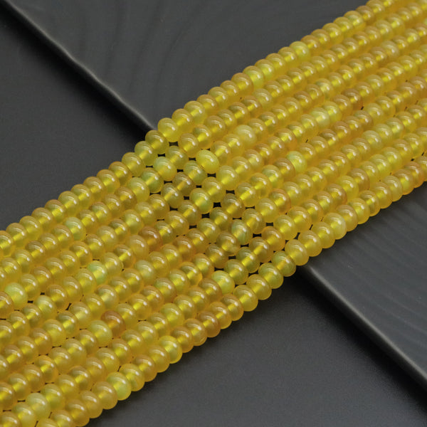 Rondelle Smooth Yellow Agate Beads, Sku#U1914