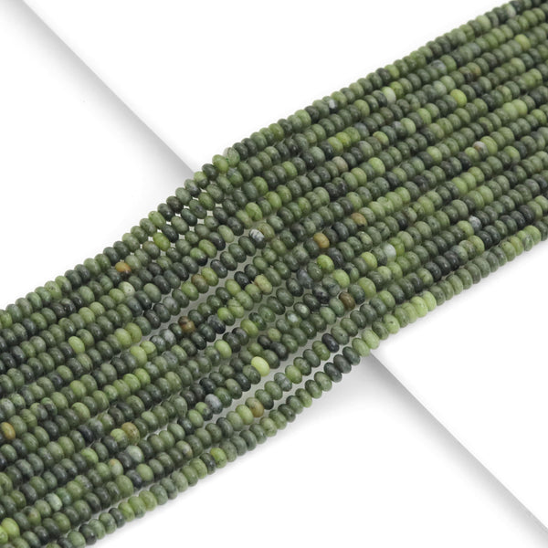 2x4mm Rondelle Smooth Dark Green Jade Beads, Sku#U1951