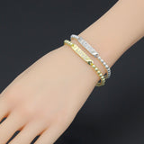 Gold Silver Hematite with Love bar Stretchy Bracelet, Sku#EF775