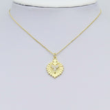 Clear CZ Gold Cross Radical Line Heart Charm Pendant, Sku#Y984