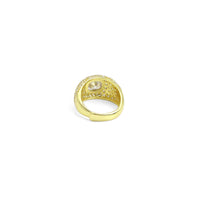 Clear Square CZ Center Gold Silver Dome Ring, Sku#A209