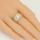 Clear Square CZ Center Gold Silver Dome Ring, Sku#A209
