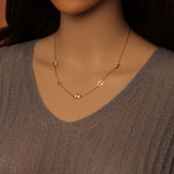 Mother of Pearl Oval Gold Link Adjustable Necklace Earring set, Sku#BXG14
