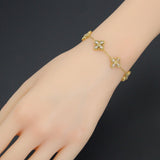 Clear CZ Gold Flower Link Chain Adjustable Bracelet, Sku#BXG20