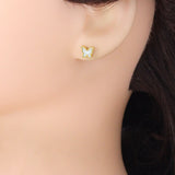 Mother of Pearl Butterfly Dainty Necklace Earring set, Sku#BXG15