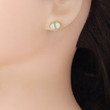Mother of Pearl Oval Gold Link Adjustable Necklace Earring set, Sku#BXG14