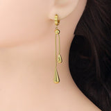 Gold Teardrop Pendant Snake Chain Necklace Earring set, Sku#BXG13