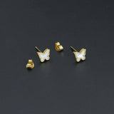Mother of Pearl Butterfly Dainty Necklace Earring set, Sku#BXG15
