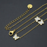 Mother of Pearl Butterfly Dainty Necklace Earring set, Sku#BXG15