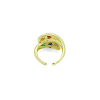 Colorful Clear CZ Heart Wrap Adjustable Ring, Sku#JL201