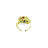 Colorful Clear CZ Heart Wrap Adjustable Ring, Sku#JL201