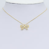 Clear CZ Gold Silver Bowknot Charm Pendant, Sku#A314