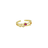 Ruby Double Line Gold Adjustable Ring, Ruby ring, Sku#LK949